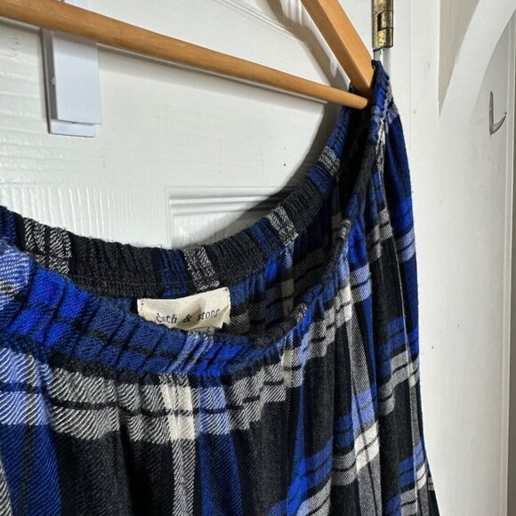 Cloth & Stone Blue Plaid Off The Shoulder Homestead Top Anthropologie Size Med‎ - Picture 6 of 10